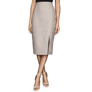 Reiss Grace Leather Pencil Skirt - 0 Us / 4 Uk Grey